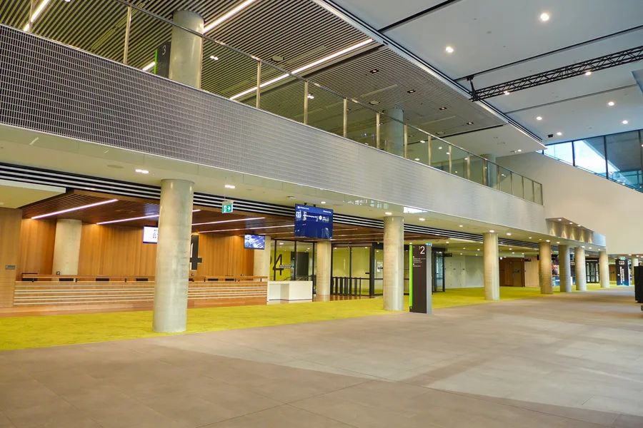 ICC Sydney exhibition hall concourse and entrance