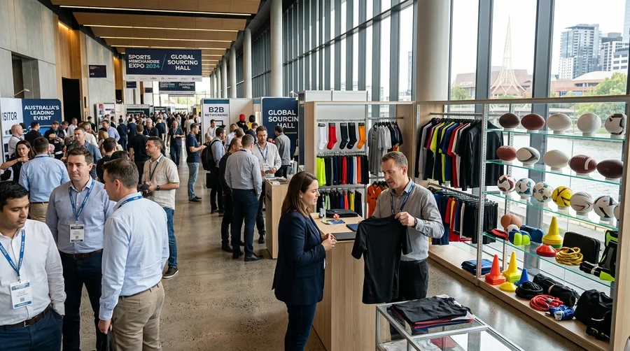 Sports goods sourcing exhibition floor in Melbourne