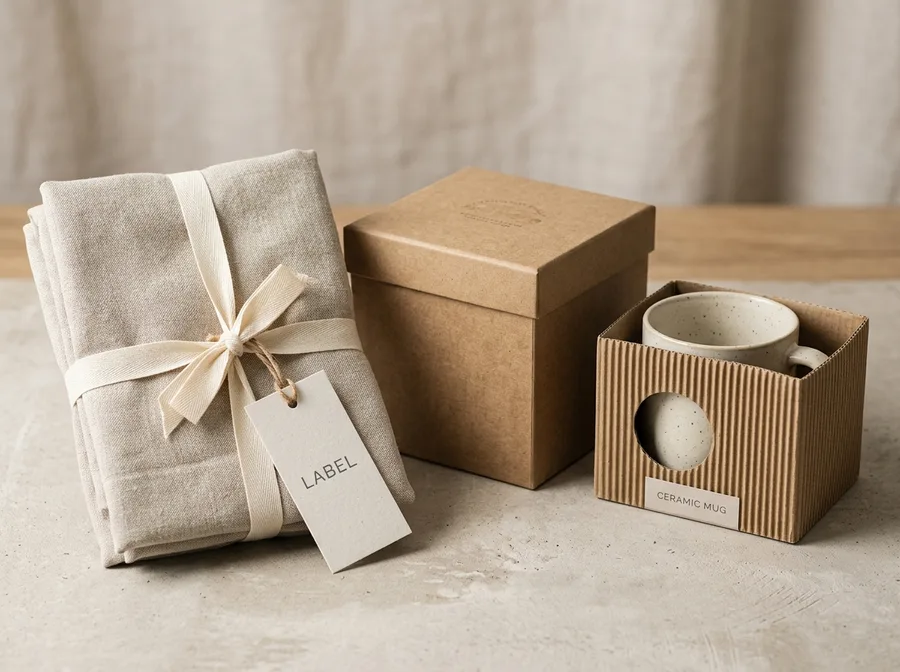 Private-label homewares with neutral retail packaging