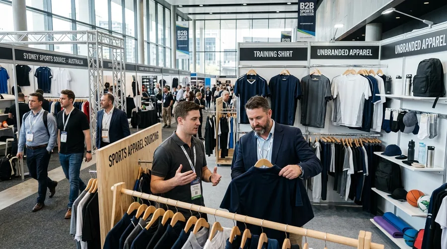 Sports goods sourcing exhibition floor in Sydney