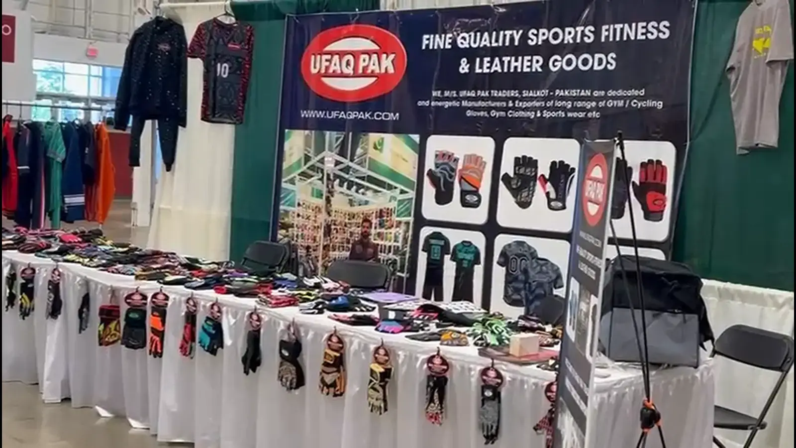 Exhibitor showcasing Pakistani sports and fitness gear at the Livestyle Expo.